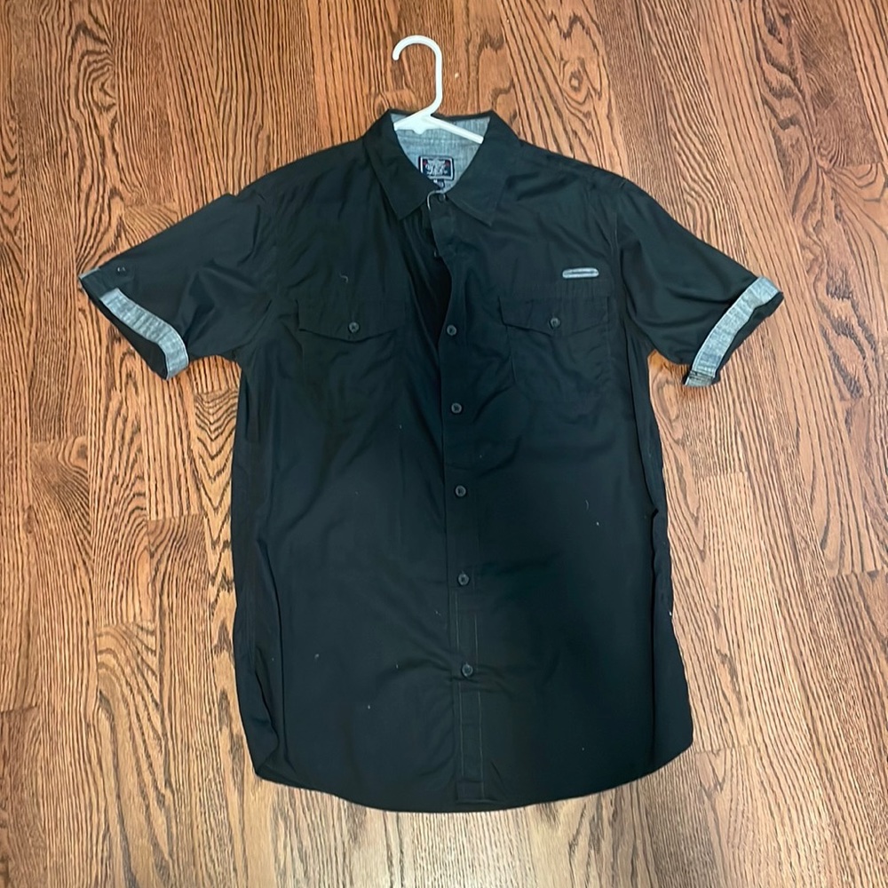 Men’s medium, Black Jack button down shirt.